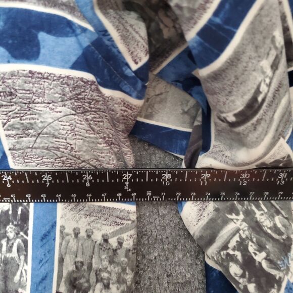 Avirex USA Naval Hawaiian Shirt Mens 2XL Blue Military Postcard AOP VTG 90s Y2K - Picture 10 of 13